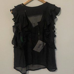 Gardem Paris Semi-Sheer Black Silk Blouse, Fashion, Size 3, Spring/Summer 08